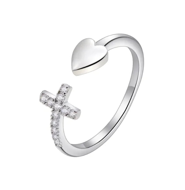 đ Kors & HjĂ€rta Ring i Vitguldston đ
