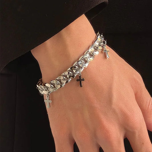 Trofast Pansarlänk Armband – Kors Armband för Herr & Dam