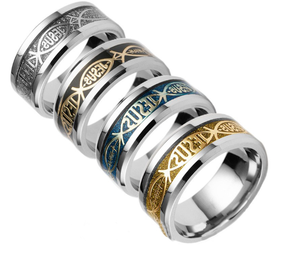 Ichthys Ring – Kristen Fisk Symbol Ring för Herr & Dam