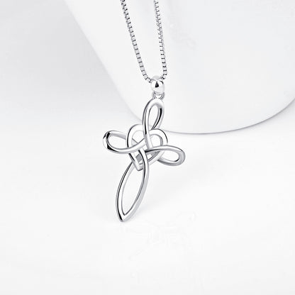 Hjärtformat Kors Halsband i 925 Silver – Kristet Smycke