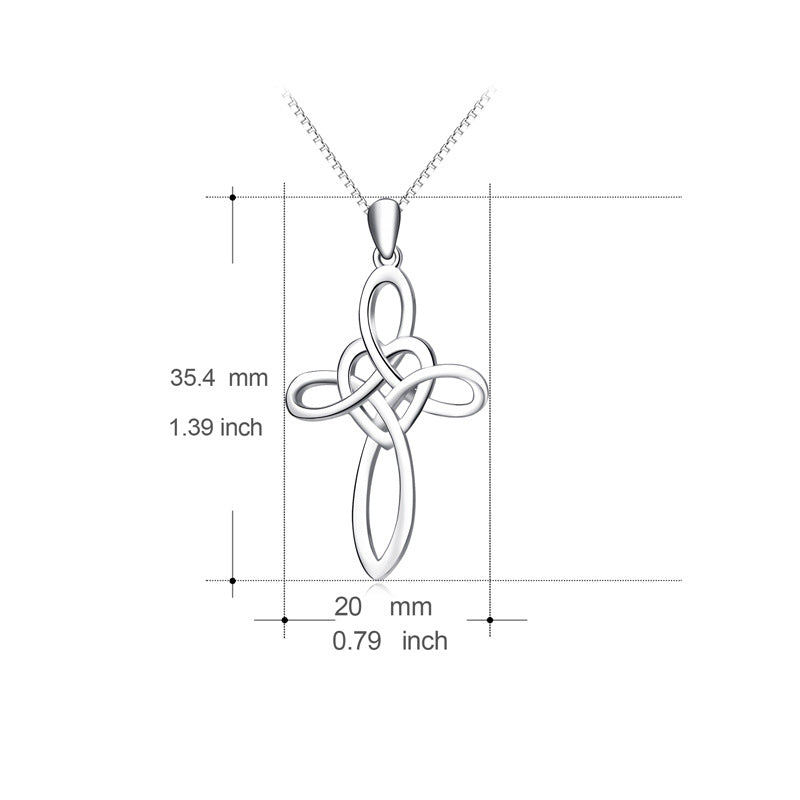 Hjärtformat Kors Halsband i 925 Silver – Kristet Smycke