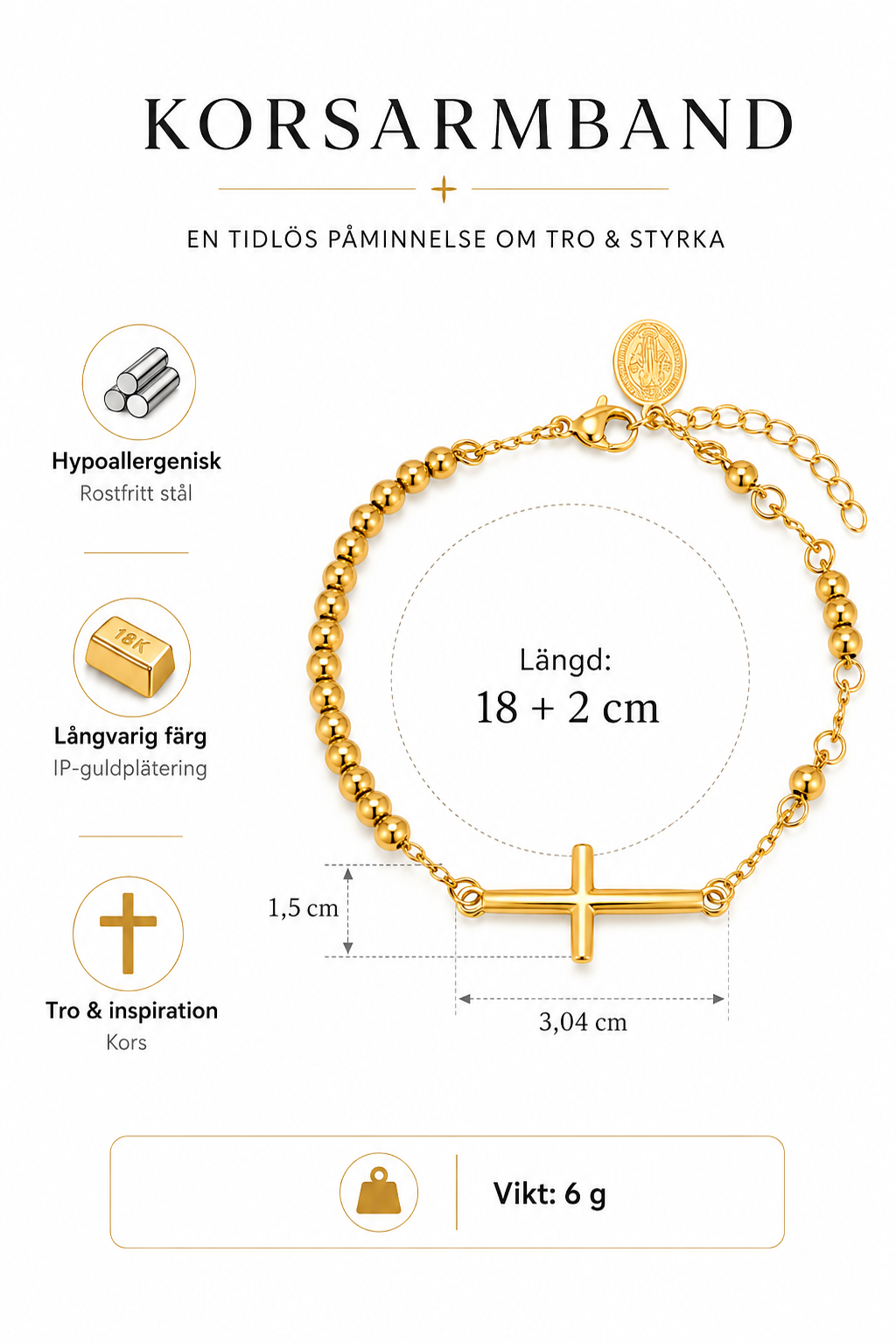 Nådens Armband – Kristet Korsarmband
