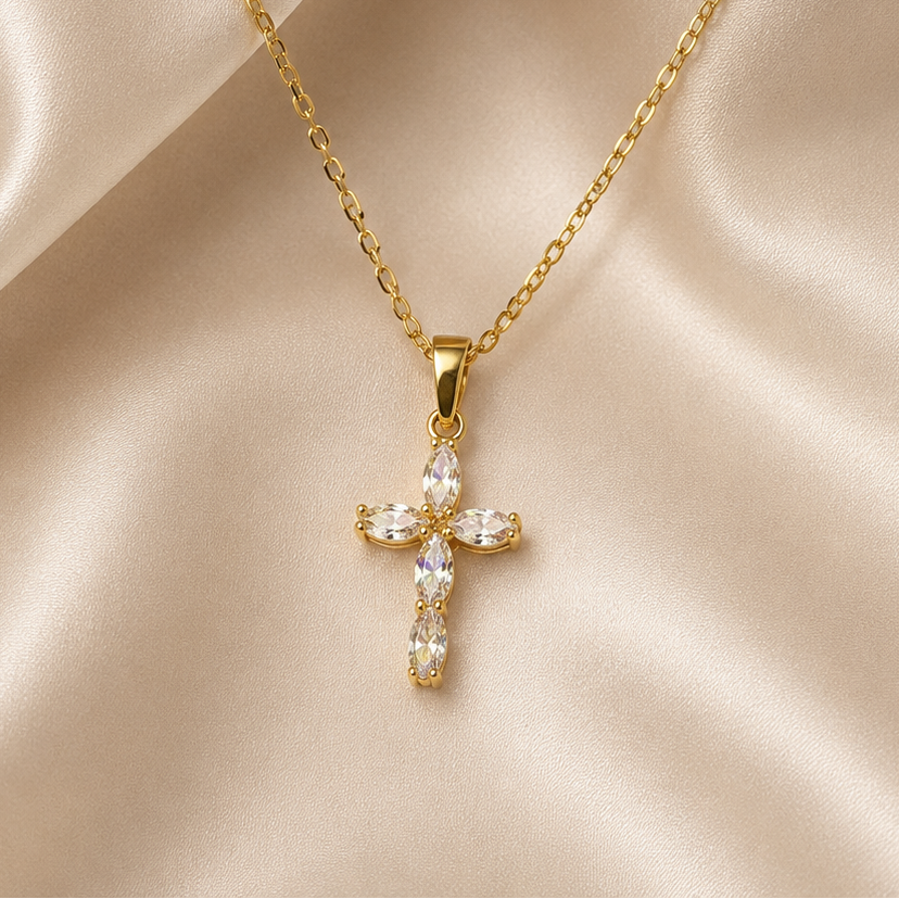 Blomkorset - Kristet Halsband för Kvinnor