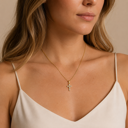 Blomkorset - Kristet Halsband för Kvinnor