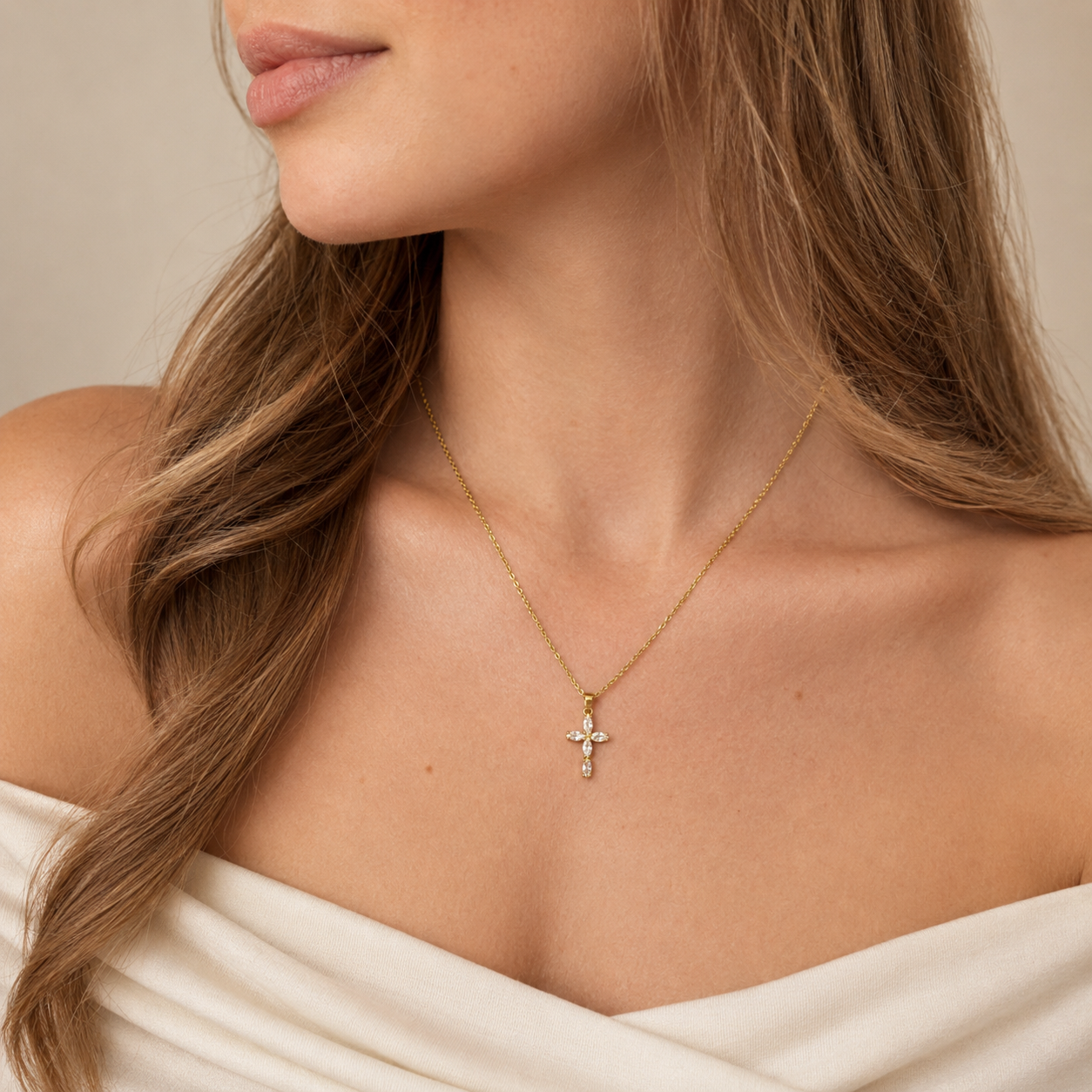 Blomkorset - Kristet Halsband för Kvinnor