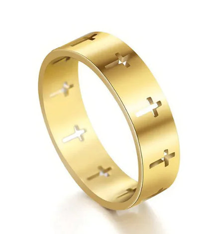 Hollow Cross Ring ✝️ – Modern Design med Östasiatiska Influencer