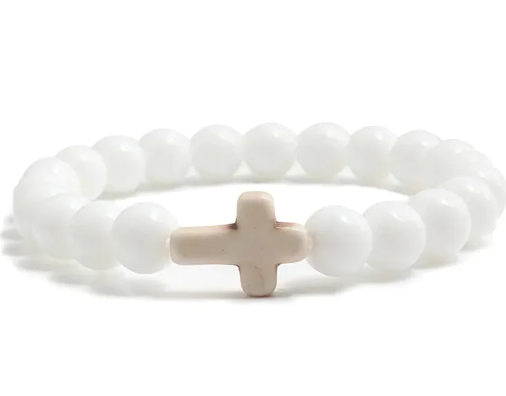 Stenarmband med Kors – Kristet Armband för Herr & Dam