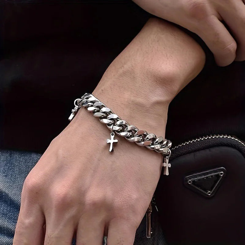 Pansarlänk Armband – Kors Armband för Herr & Dam