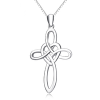 Hjärtformat Kors Halsband i 925 Silver – Kristet Smycke