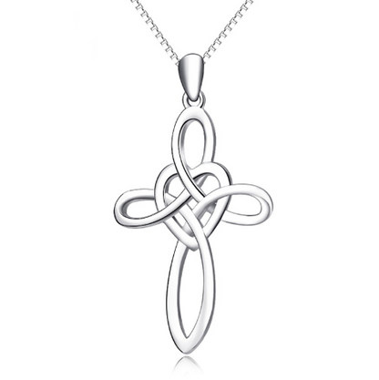 Hjärtformat Kors Halsband i 925 Silver – Kristet Smycke