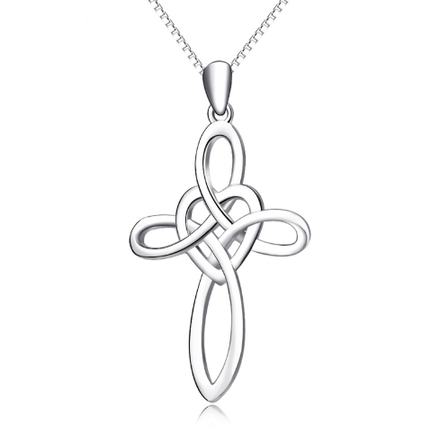 Hjärtformat Kors Halsband i 925 Silver – Kristet Smycke