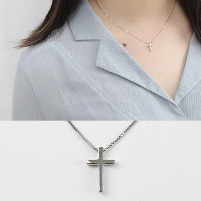 S925 Silver Minimalist Kors halsband