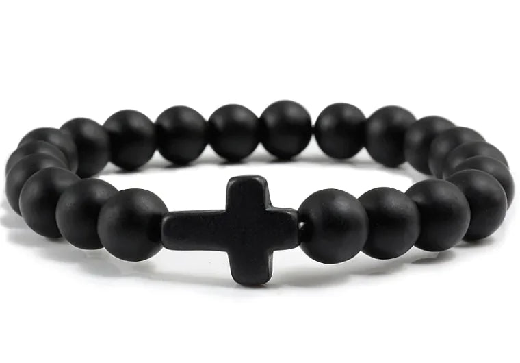 Stenarmband med Kors – Kristet Armband för Herr & Dam