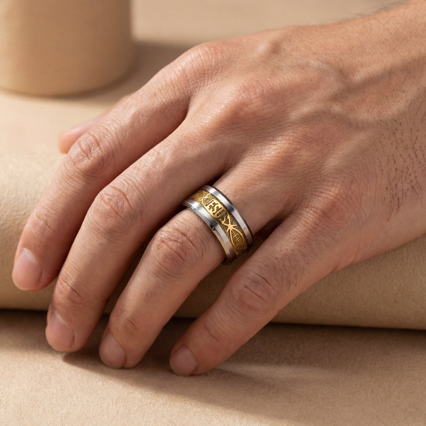 Ichthys Ring – Kristen Fisk Symbol Ring för Herr & Dam