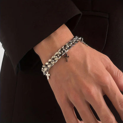 Pansarlänk Armband – Kors Armband för Herr & Dam